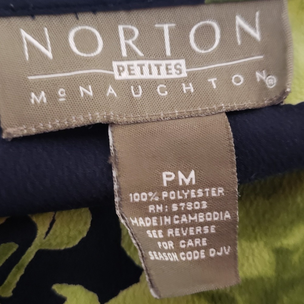 Norton McNaughton Abstract Floral V Neck Dress Navy Green 90s Fairy Goth PM - Picture 6 of 9